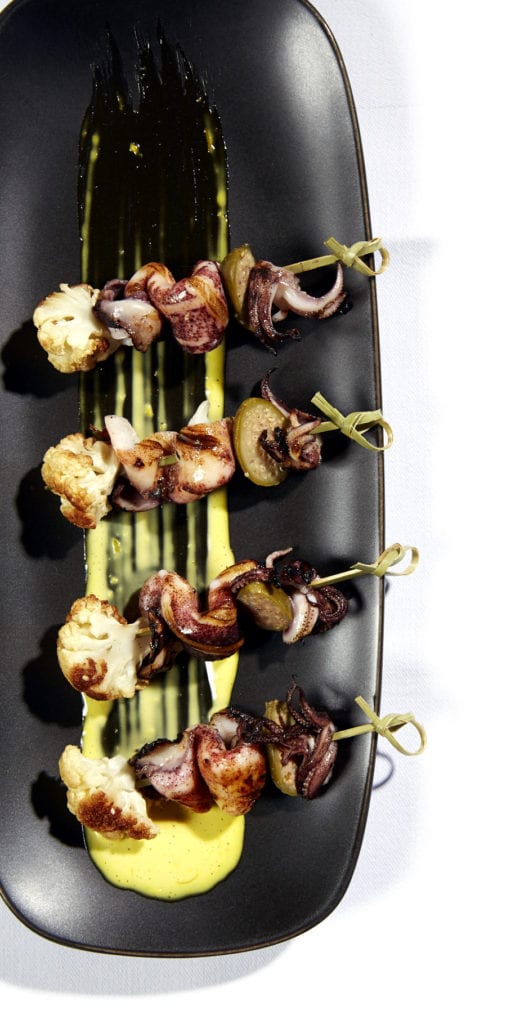 Gluten-Free Cauliflower and Squid Skewers with Aïoli Recipe