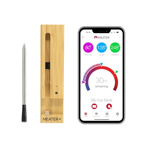 MEATER Plus: Smart Bluetooth Wireless Meat Thermometer Digital | BBQ, Grill, Oven, Smoker, Air Fryer, Kitchen | Perfect for Steak, Chicken, Turkey, and More | Delicous Recipes in App