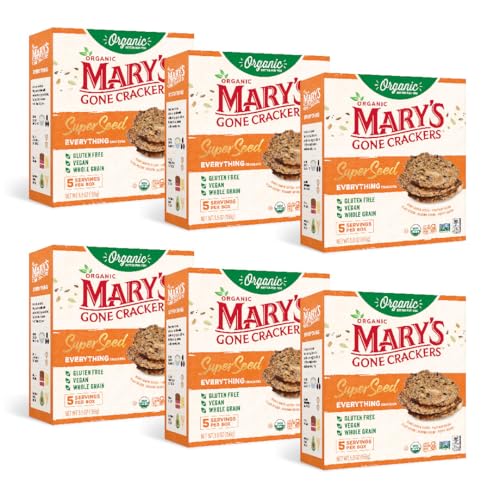 Mary's Gone Crackers Organic Super Seed Crackers, Everything - Gluten-Free, NON-GMO, Vegan & Whole Grain, 5.5 Ounce (Pack of 6)