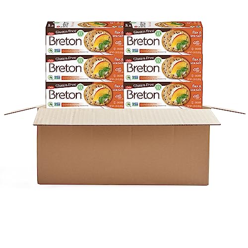Dare Breton Gluten Free Entertaining Crackers, Original with Flax â€“ Gluten Free Party Snacks with no Artificial Colors or Flavors â€“ 4.76 Ounces (Pack of 6)