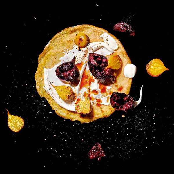 Roasted Beet, Yogurt, Pomegranate Molasses & Toasted Cumin Seeds Crepe