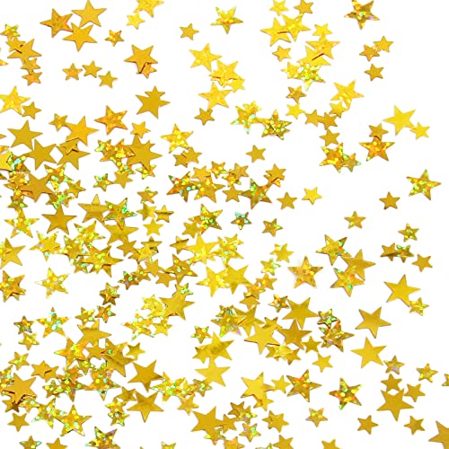 WenmthG 3.52oz / 100g Gold Star Confetti with Mix Glitter Scatter, Twinkle Star Sequins, Table Decoration Supplies for Birthday Wedding Party Festival