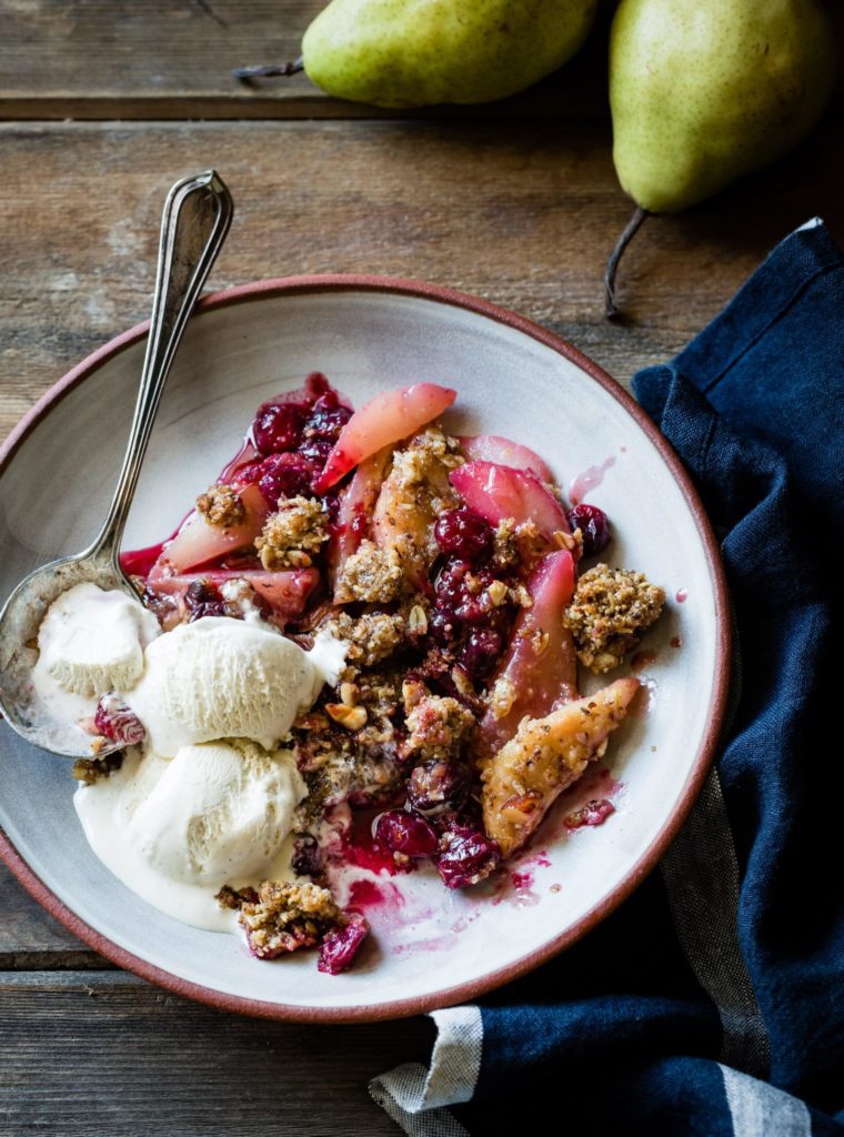 Gluten-Free, Dairy-Free Vegan Cranberry Pear Crumble Recipe