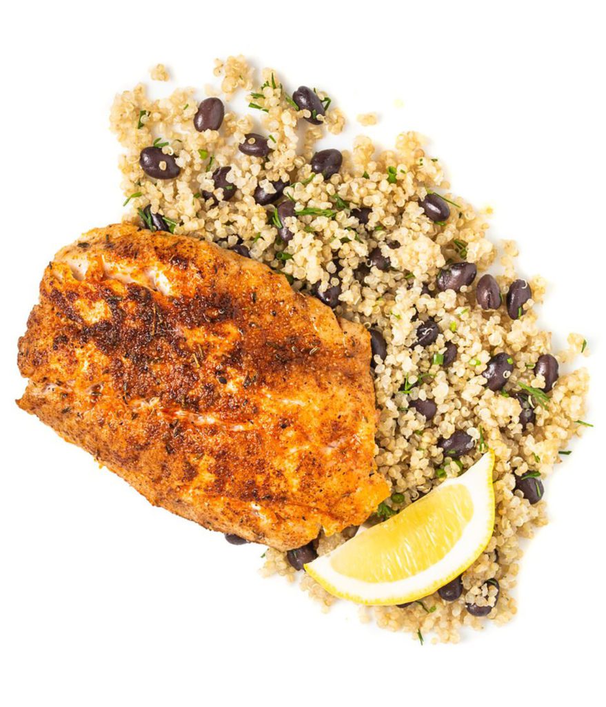 Blackened Rockfish with Black Bean Herbed Quinoa Gluten-Free Recipe