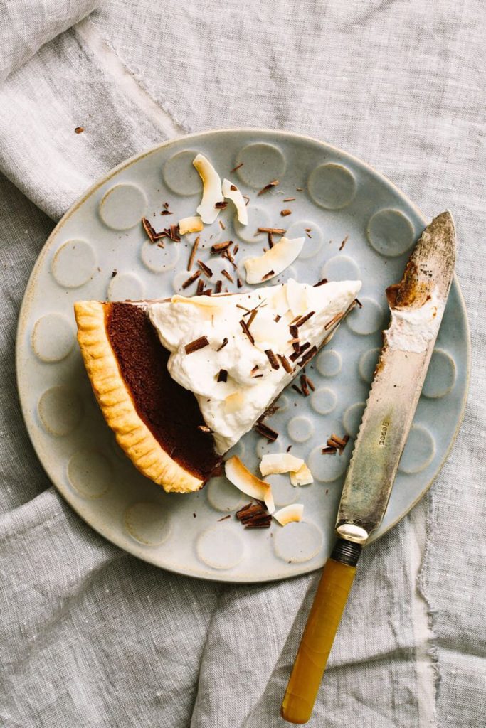 Gluten-Free Chocolate Custard Pie with Coconut Whipped Cream