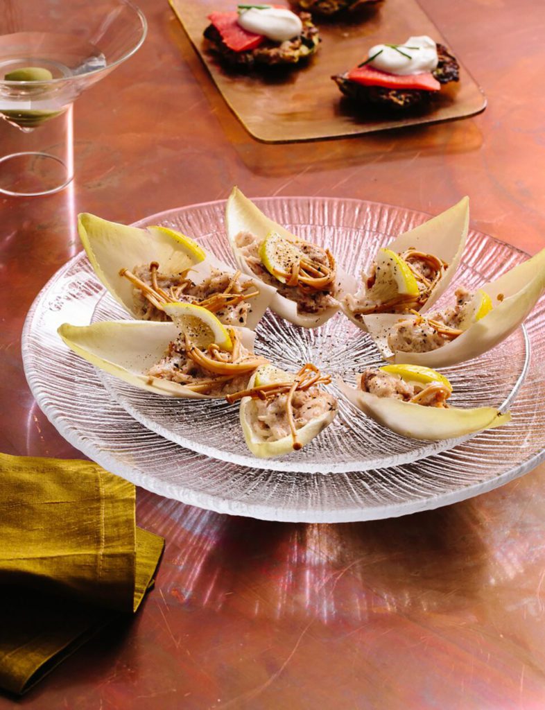 Gluten-Free Endive with Crab Salad and Mirin- Marinated Mushrooms Recipe
