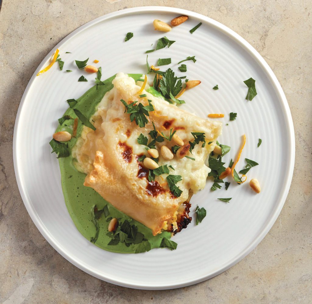 Gluten-Free Butternut Squash Lasagna Rolls with Green Béchamel Sauce Recipe