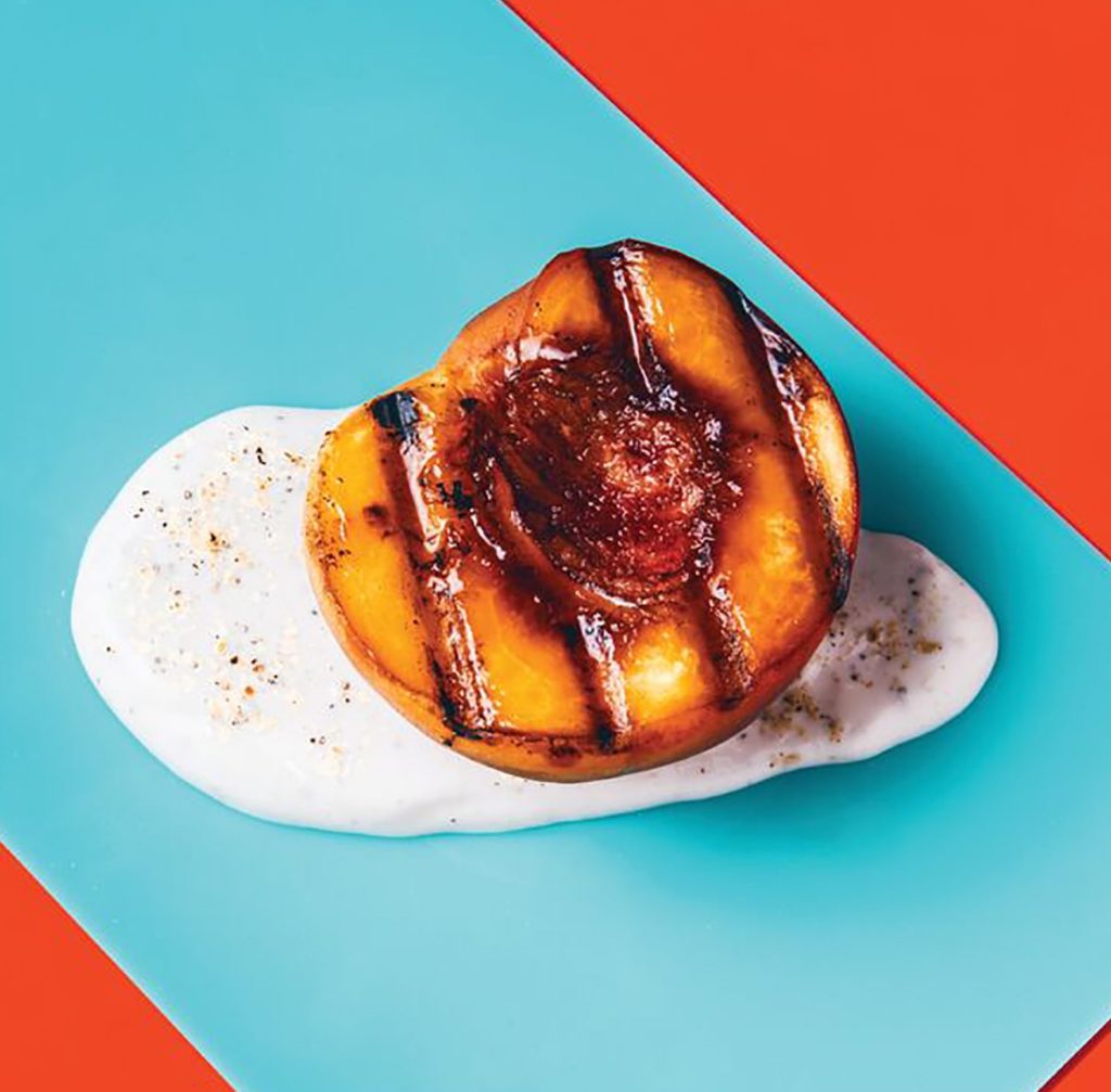 Grilled Peaches with Cardamom-Honey Yogurt
