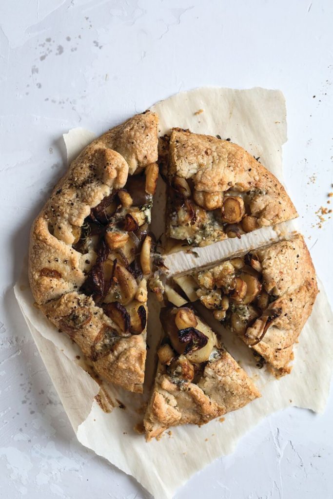 Parsnip Onion and Blue Cheese Gluten Free Tart