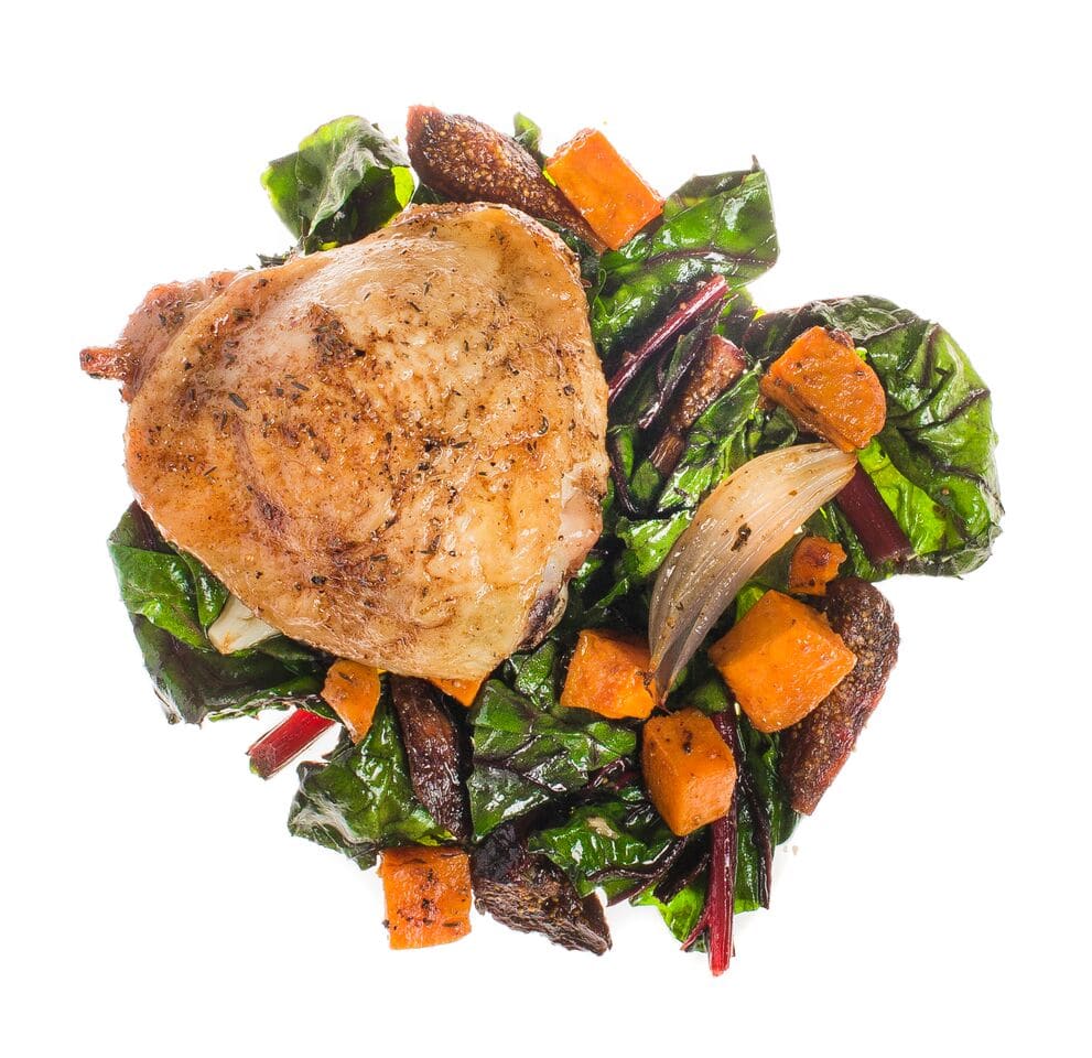 Roasted Winter Spiced Chicken Sweet Potatoes Chard and Figs