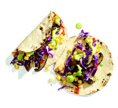 Gluten-Free Grilled Corn and Portobello Tacos with Avocado "Cream" Recipe